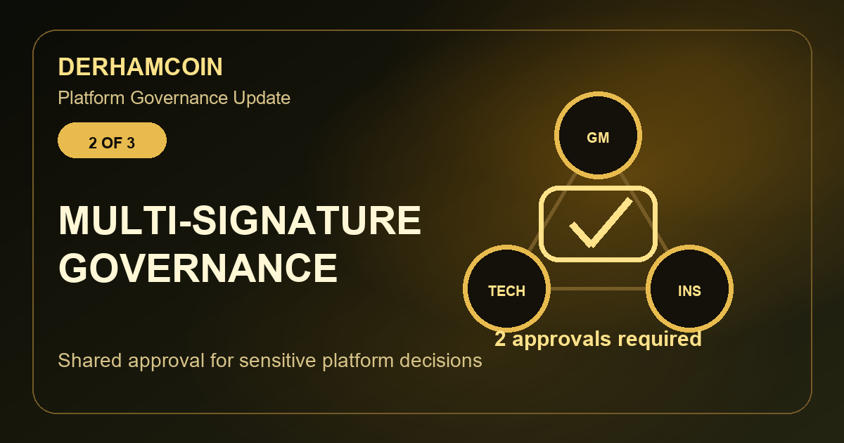 تحديث حوكمة Derhamcoin: موافقة 2 من 3 | Governance Update